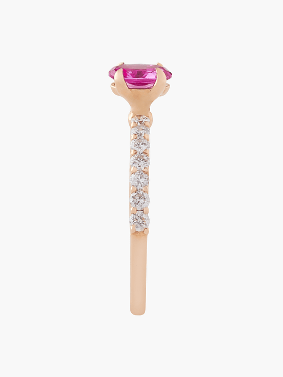 Anillo  Rosa Ovalado Con  Diamantes 3