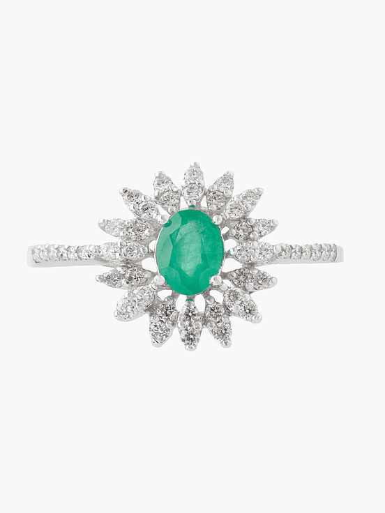 Anillo Esmeralda Con Racimo Diamantes 3