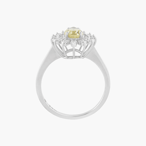 Anillo Cuarzo Limón Con Diamantes