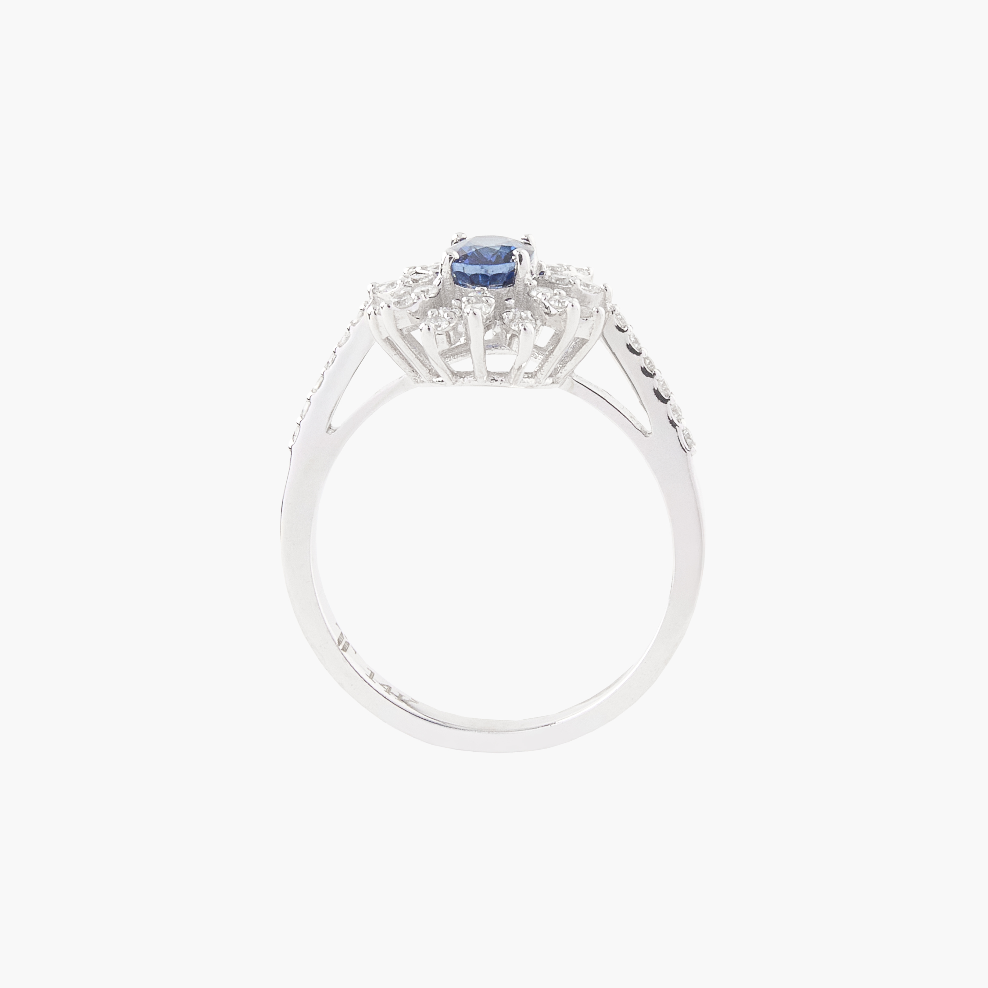 Anillo Zafiro Con Racimo Diamantes 2