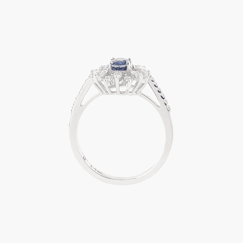 Anillo Zafiro Con Racimo Diamantes