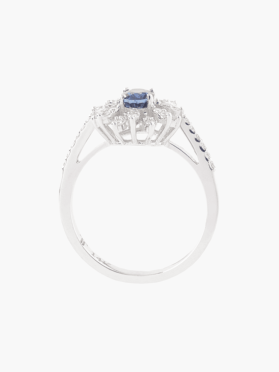 Anillo Zafiro Con Racimo Diamantes 2