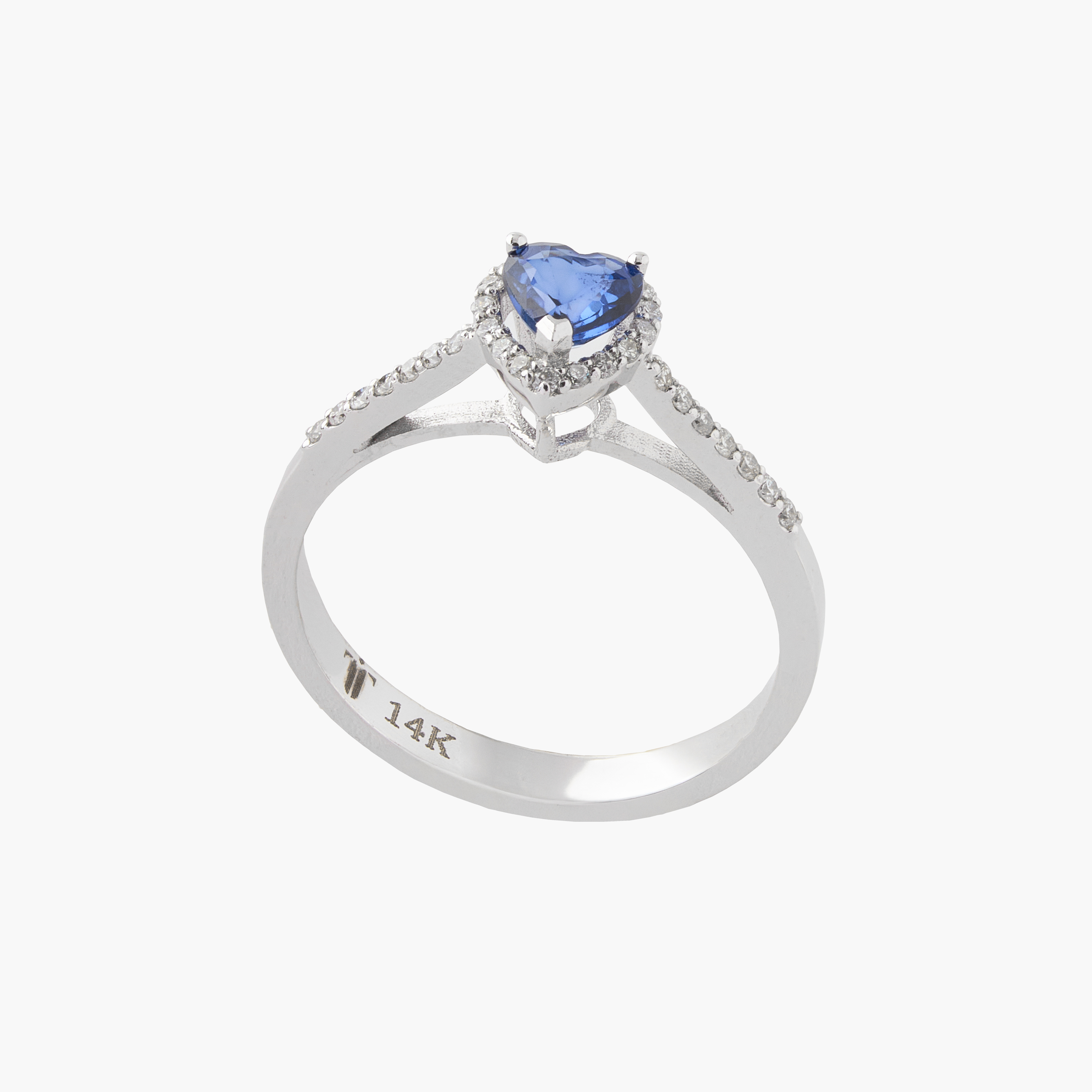 Anillo Zafiro Corazon Con Diamantes 1