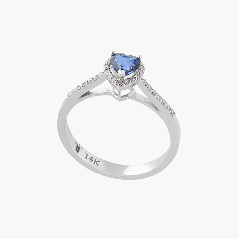 Anillo Zafiro Corazon Con Diamantes