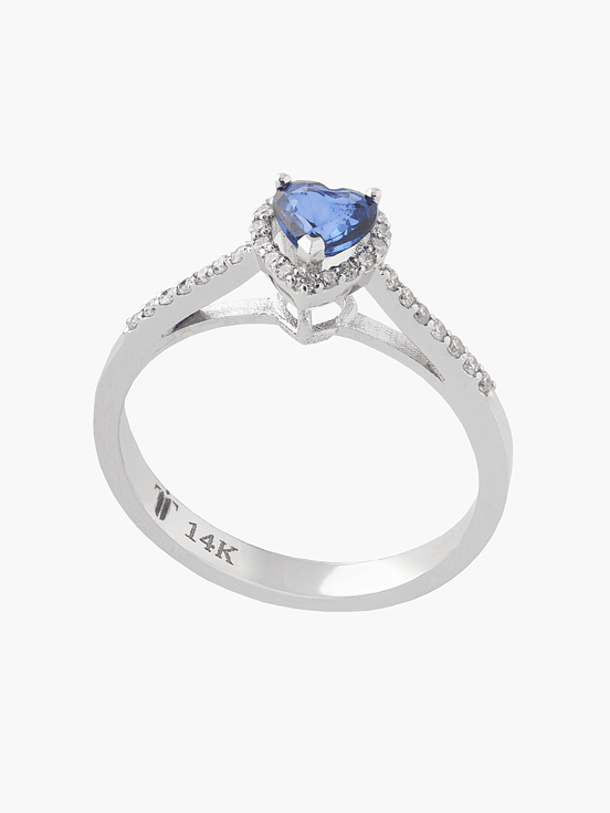 Anillo Zafiro Corazon Con Diamantes 1