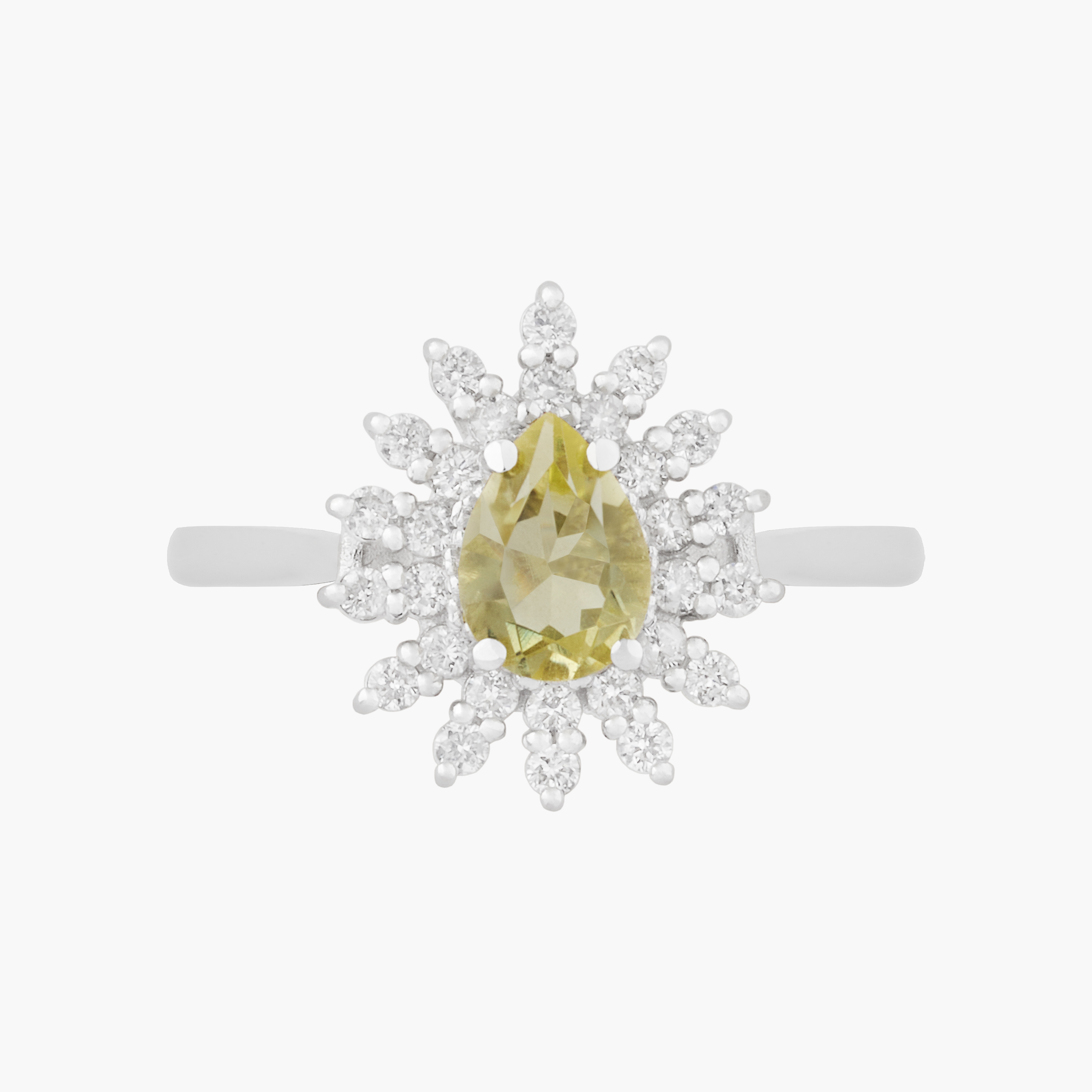 Anillo Cuarzo Limón Con Diamantes 3