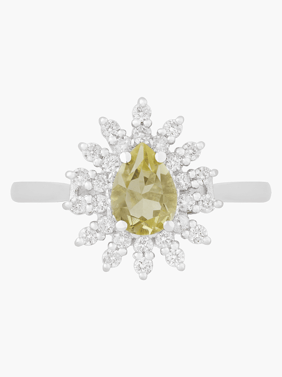 Anillo Cuarzo Limón Con Diamantes 3