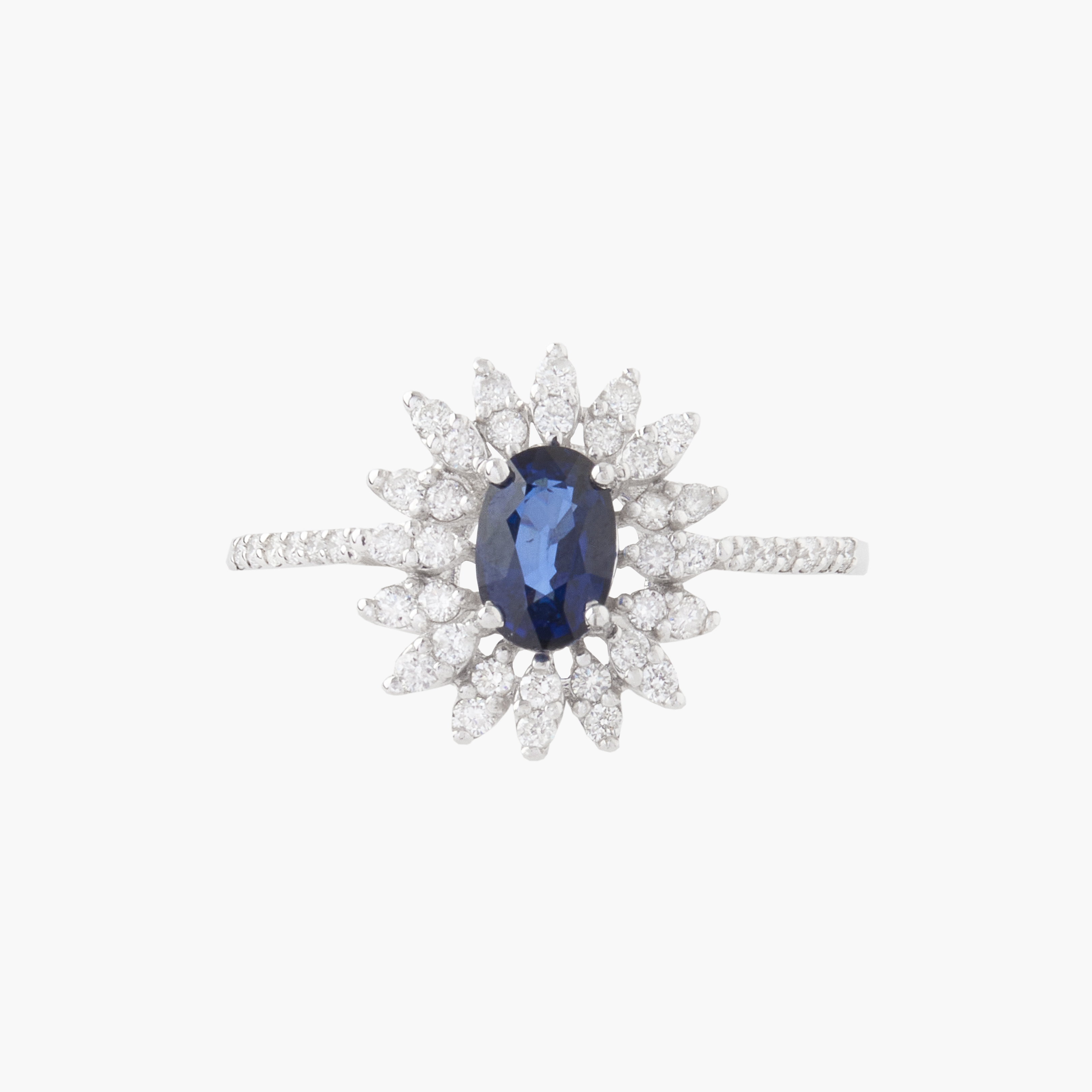 Anillo Zafiro Con Racimo Diamantes 3