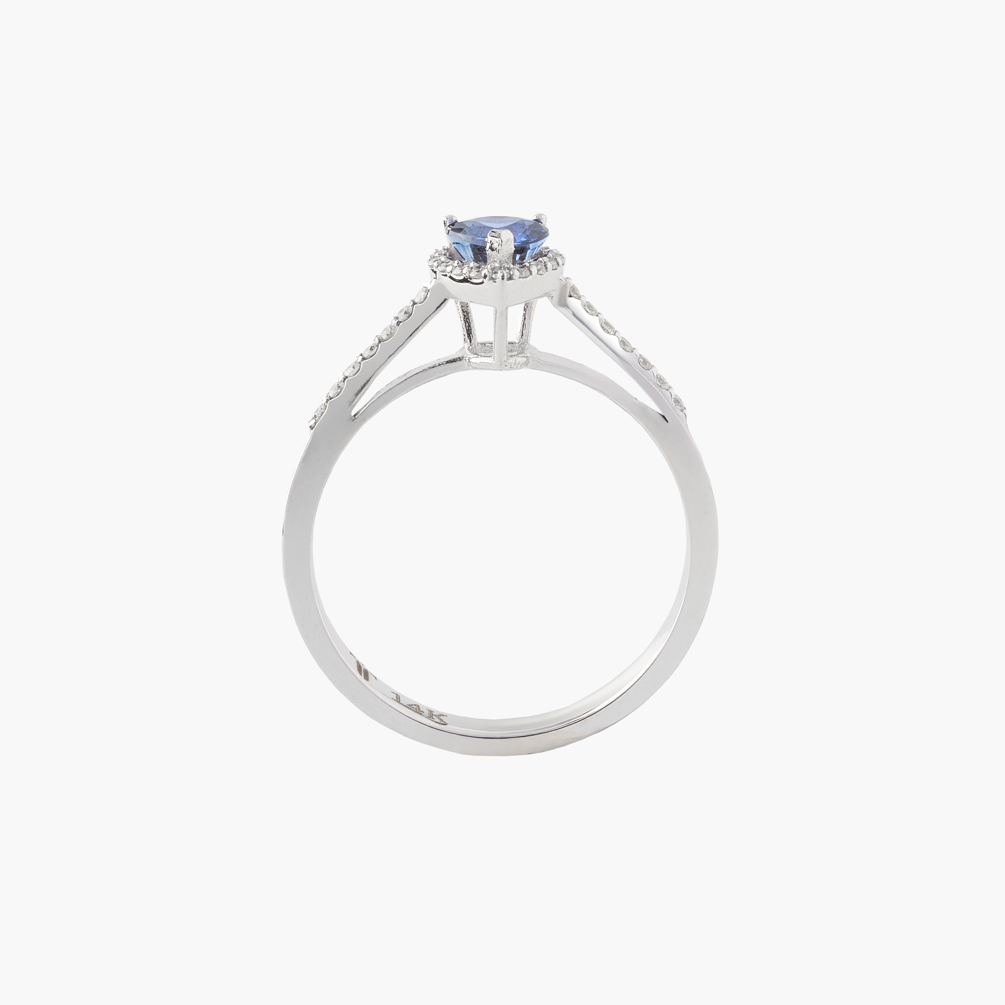 Anillo Zafiro Corazon Con Diamantes 2