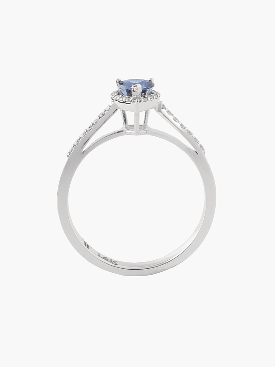 Anillo Zafiro Corazon Con Diamantes 2