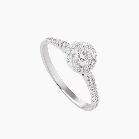 Anillo Solitario Con Racimo Diamantes