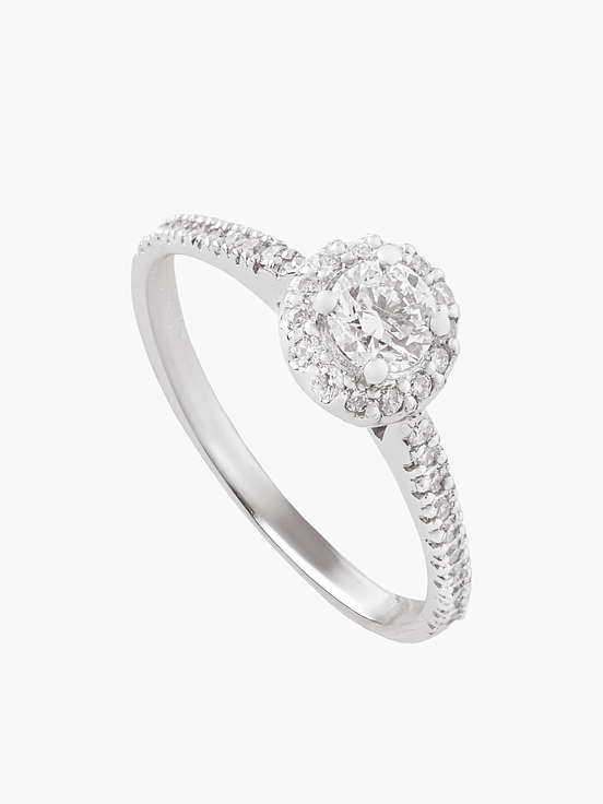 Anillo Solitario Con Racimo Diamantes 1