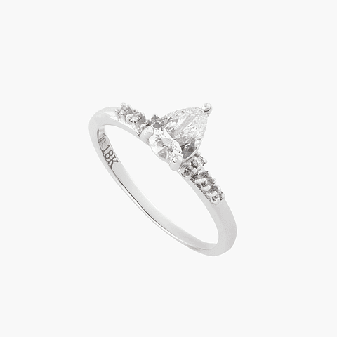 Anillo Solitario Diamante Corte Pera