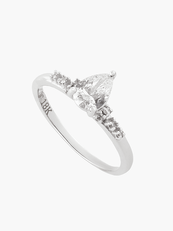 Anillo Solitario Diamante Corte Pera 1