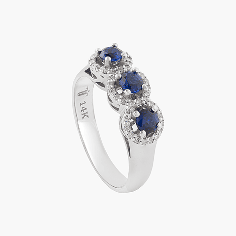 Anillo Trilogía Zafiros  Y Diamantes