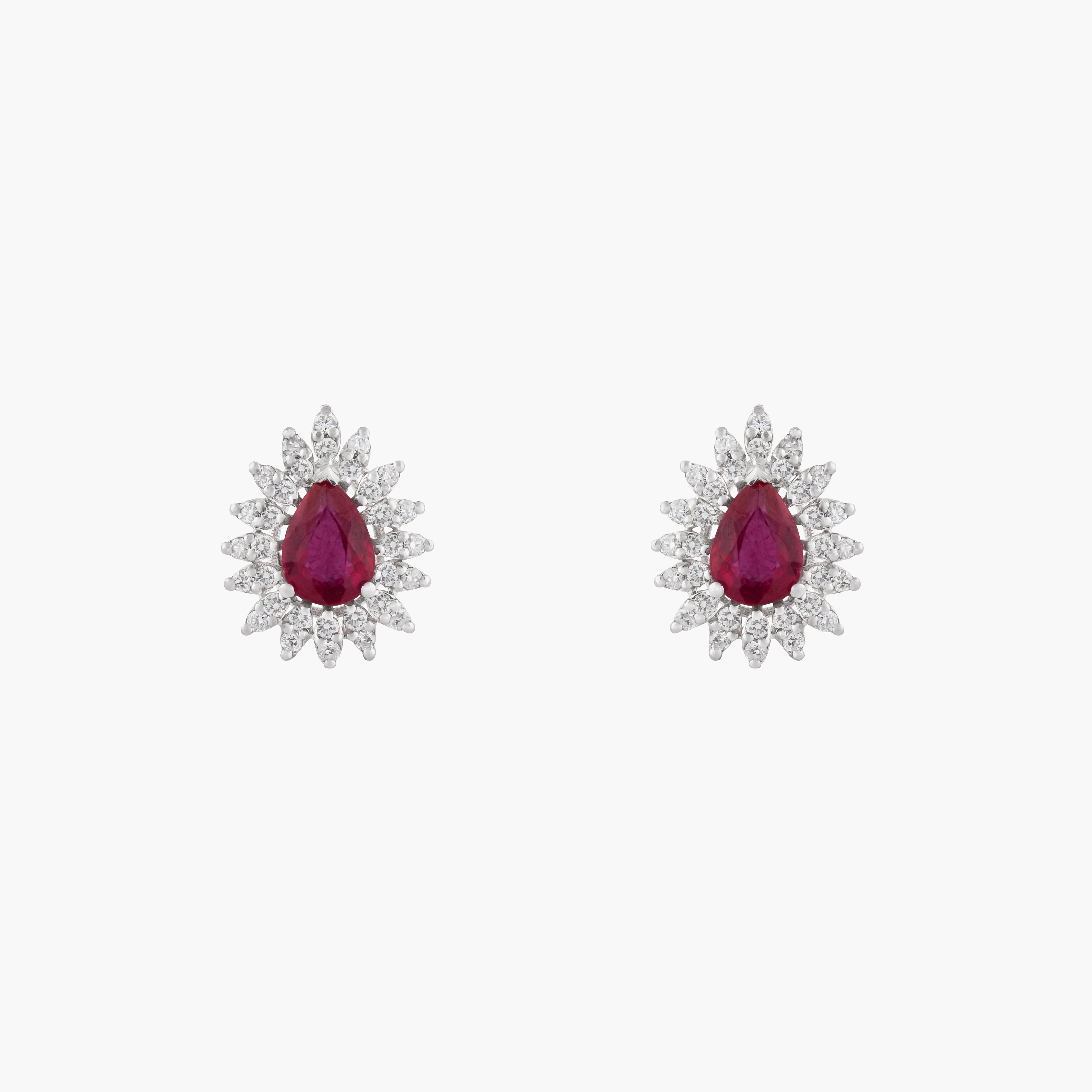 Aros Rubíes Con Racimo Diamantes 1