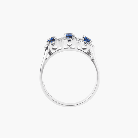 Anillo Trilogía Zafiros  Y Diamantes
