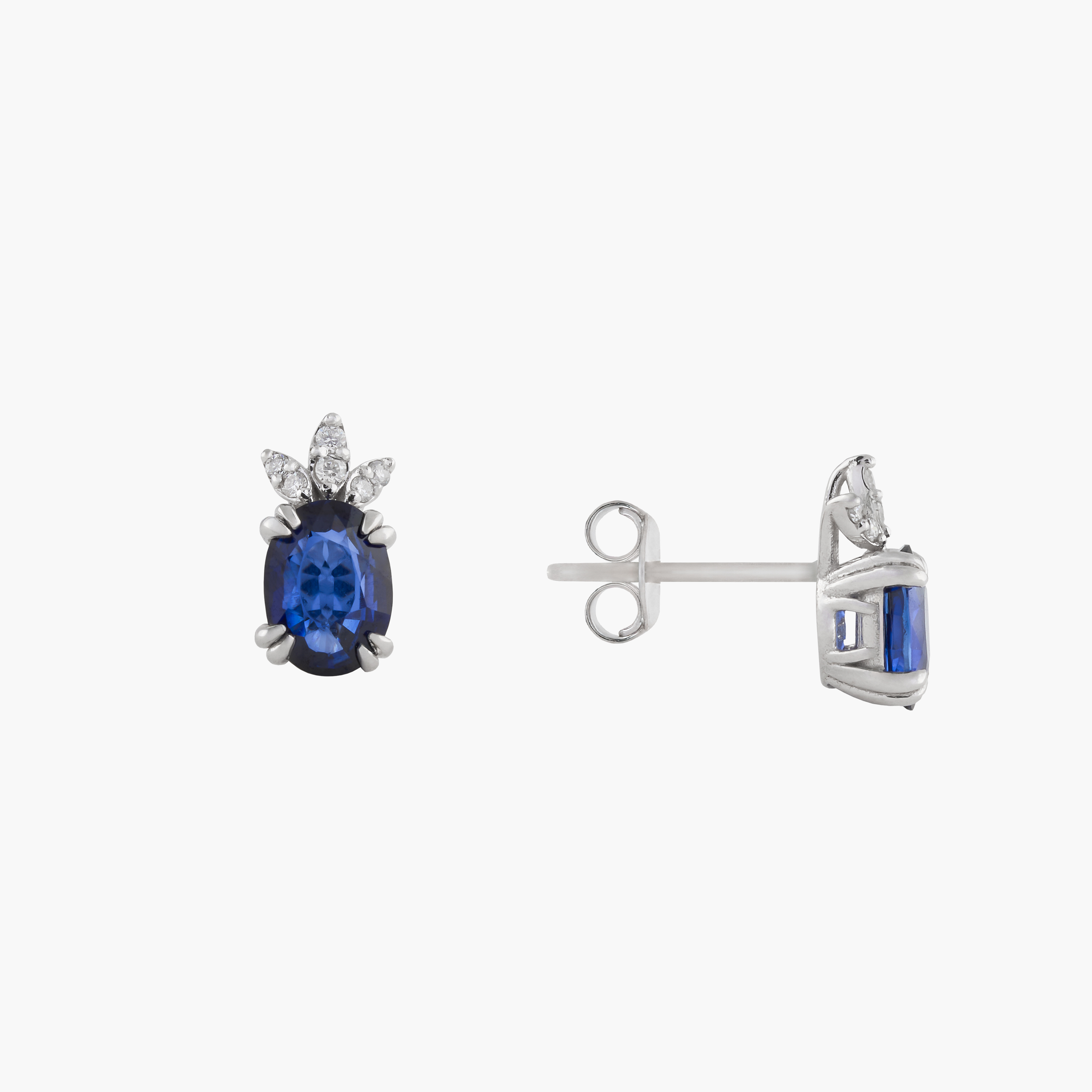 Aros Zafiro Ovalado con Diamantes 2
