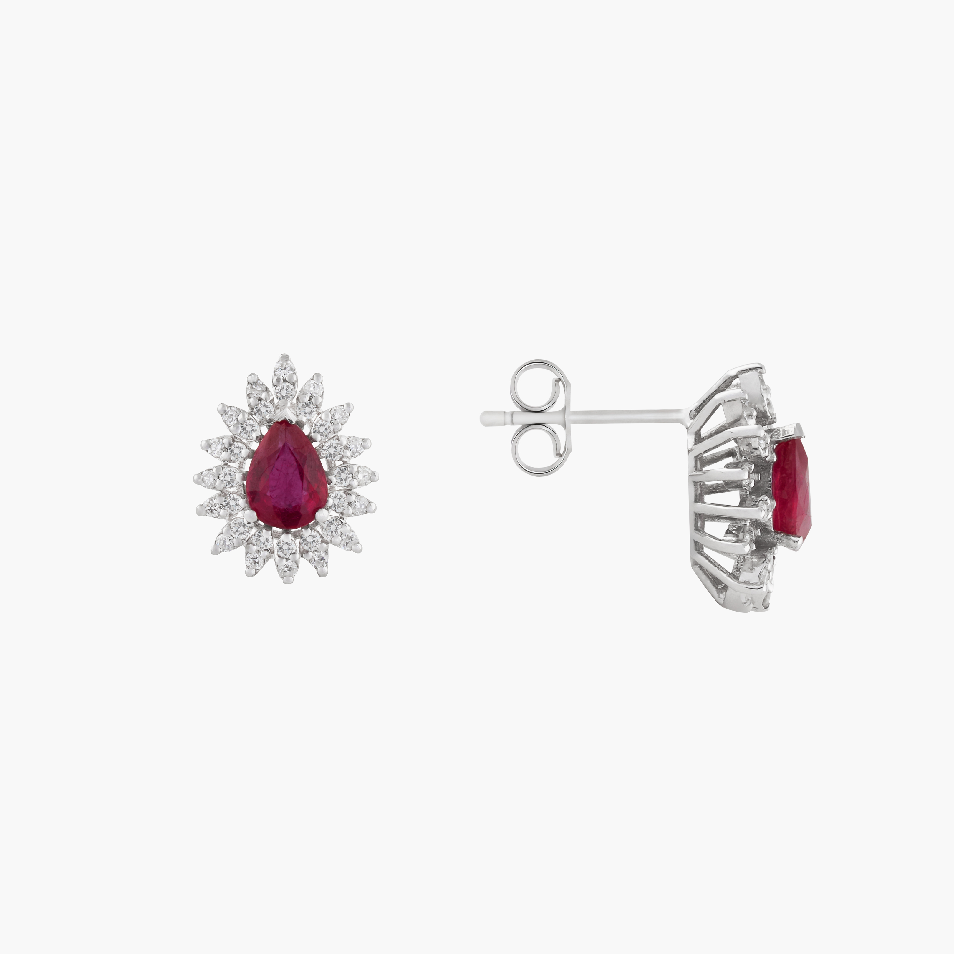 Aros Rubíes Con Racimo Diamantes 2