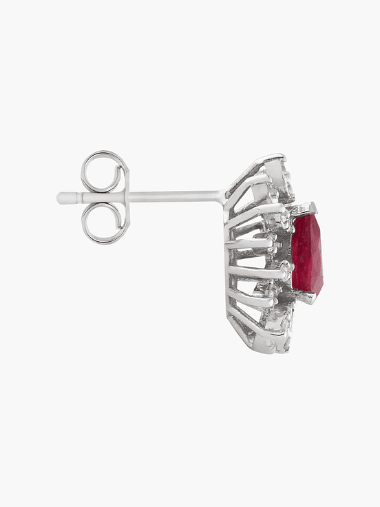 Aros Rubíes Con Racimo Diamantes 3