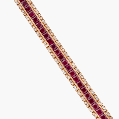 Pulsera Tenis Diamantes Y Rubíes