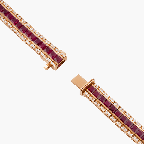 Pulsera Tenis Diamantes Y Rubíes