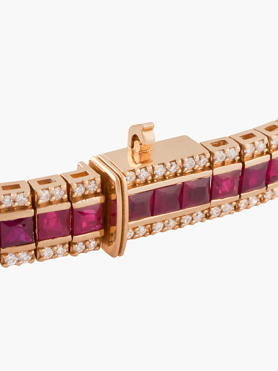 Pulsera Tenis Diamantes Y Rubíes 3