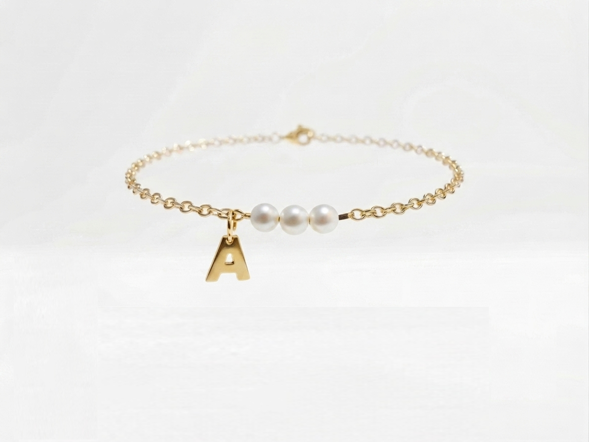 Pulsera Perlas & Letra 1