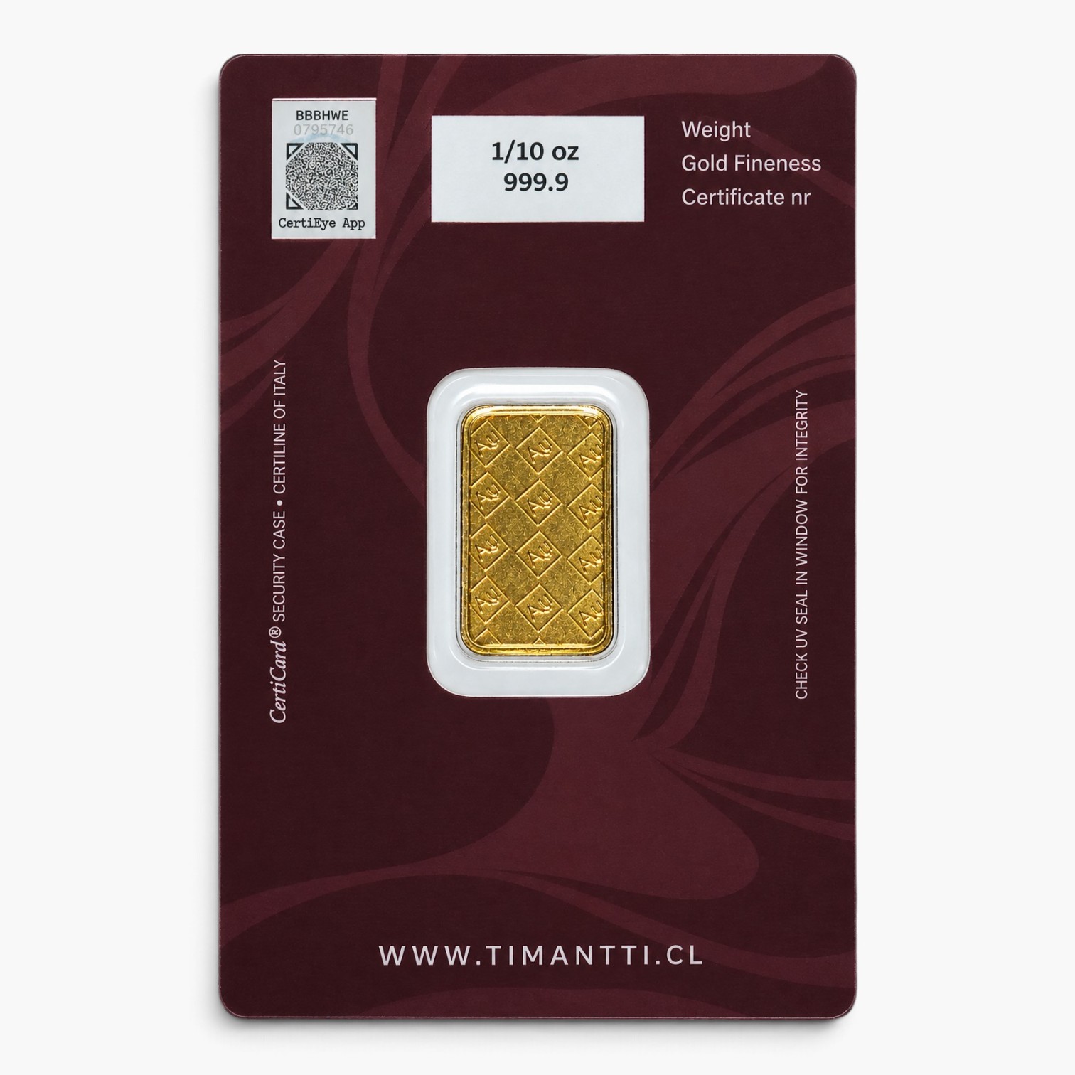 Lingote de oro 1/10 Onza-24K $418.500 ($465.000) 2