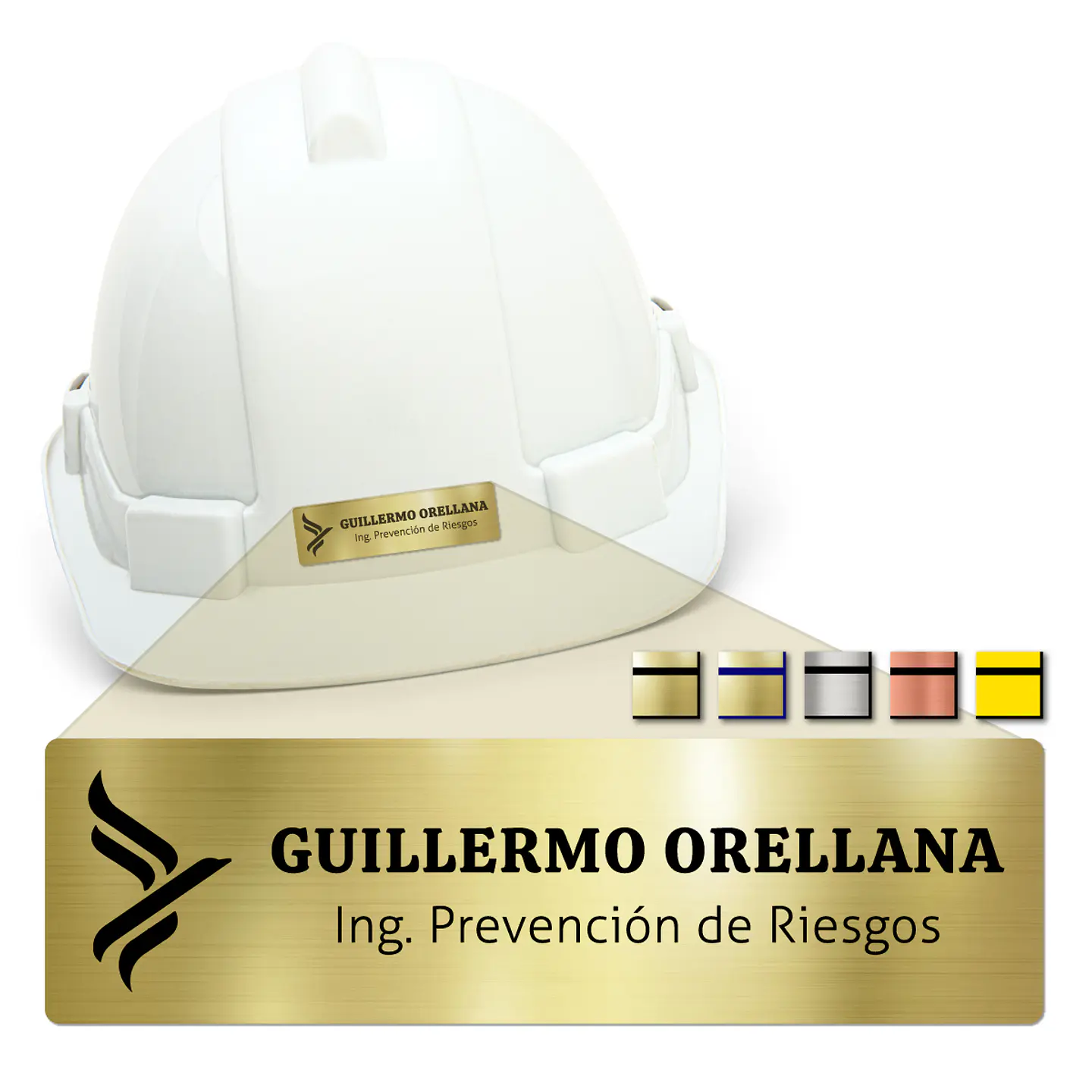 Placa Identificación Casco Personalizadas, Ancho 6cm, Vilti® 1