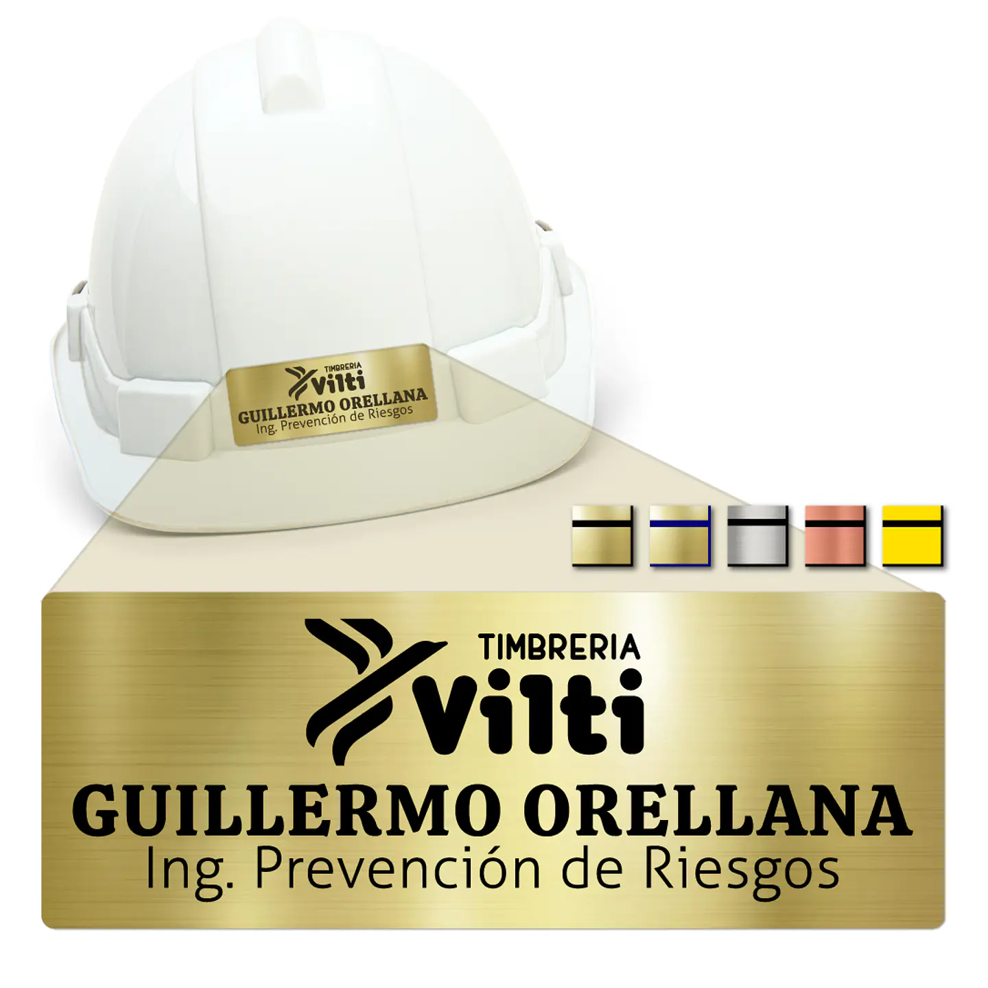 Placa Identificación Casco Full Personalizable Vilti® 8