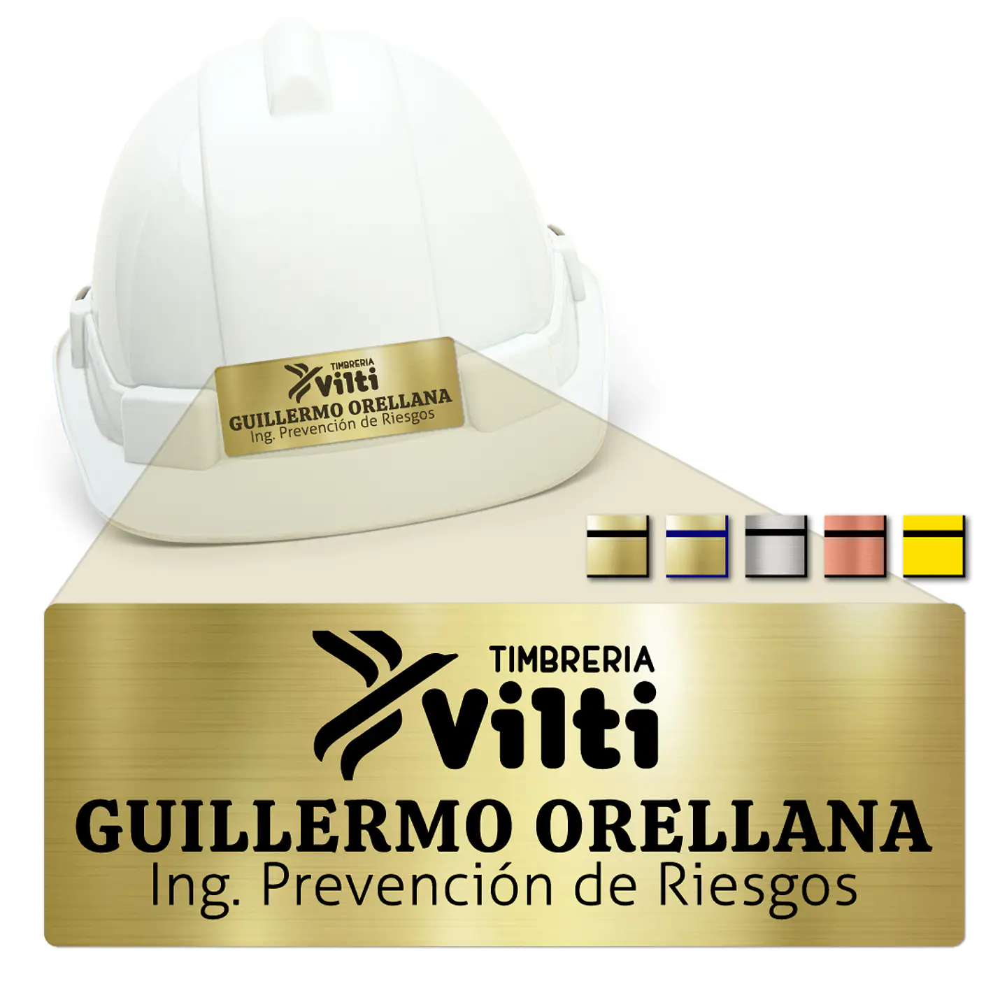 Placa Identificación Casco Full Personalizable Vilti® 14