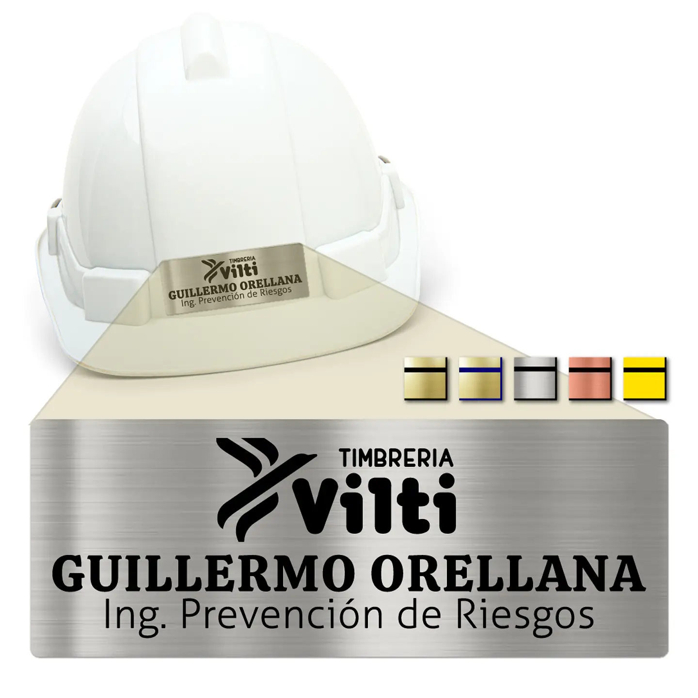 Pack 5 Placa Identificación Casco Full Personalizable Vilti® 10