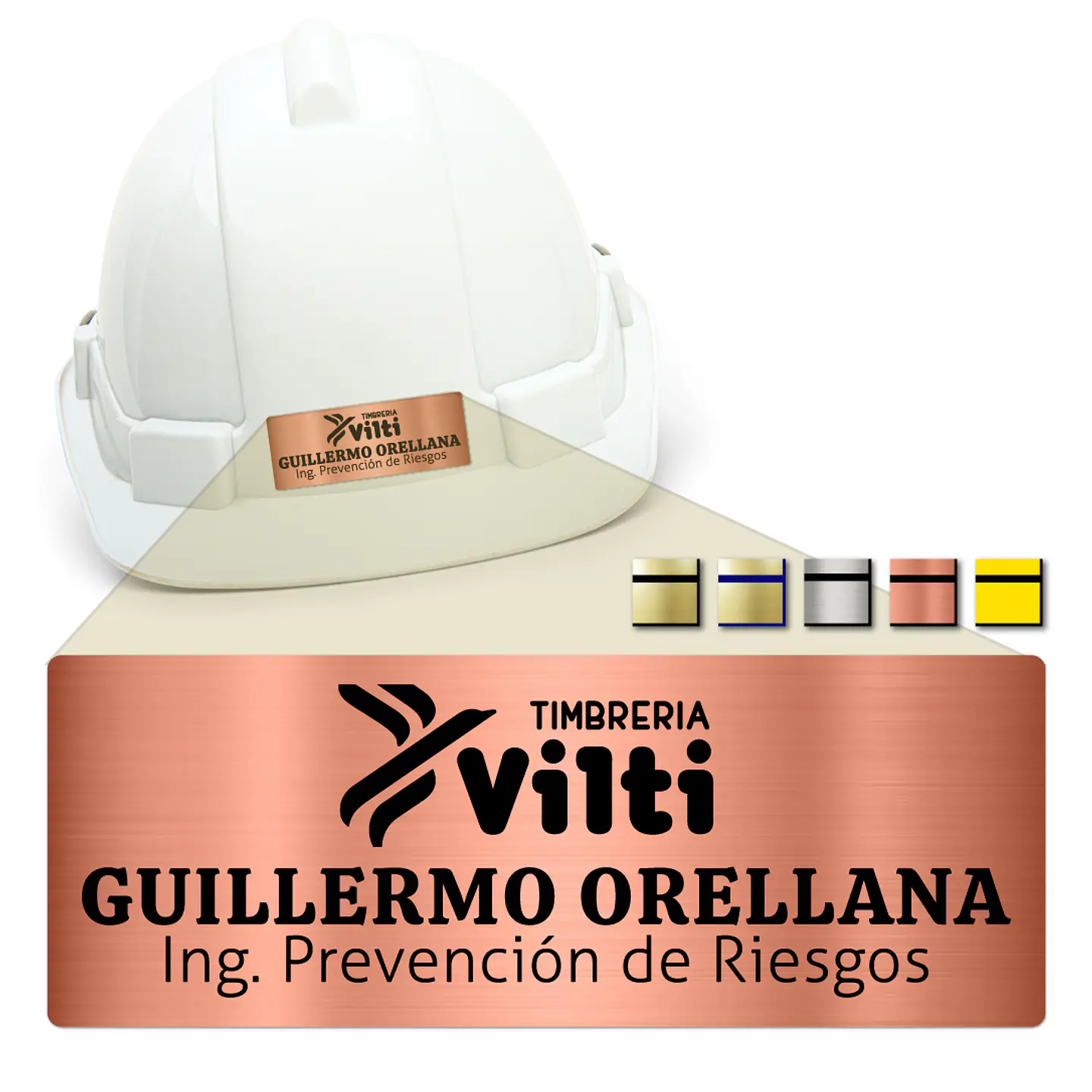 Pack 5 Placa Identificación Casco Full Personalizable Vilti® 5