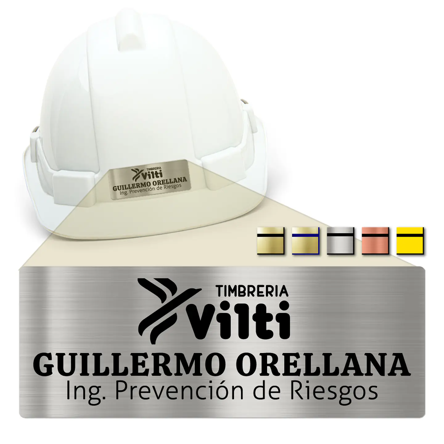 Pack 20 Placa Identificación Casco Full Personalizable Vilti® 4