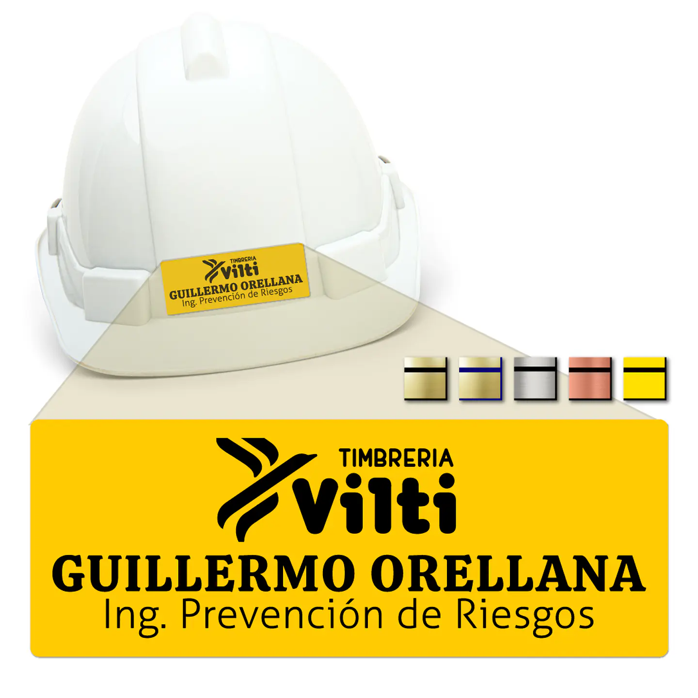 Pack 50 Placa Identificación Casco Full Personalizable Vilti® 12
