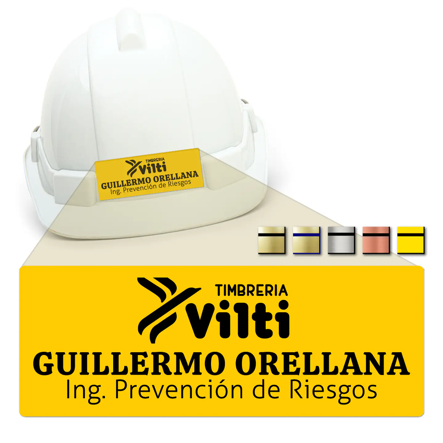Pack 50 Placa Identificación Casco Full Personalizable Vilti® 18