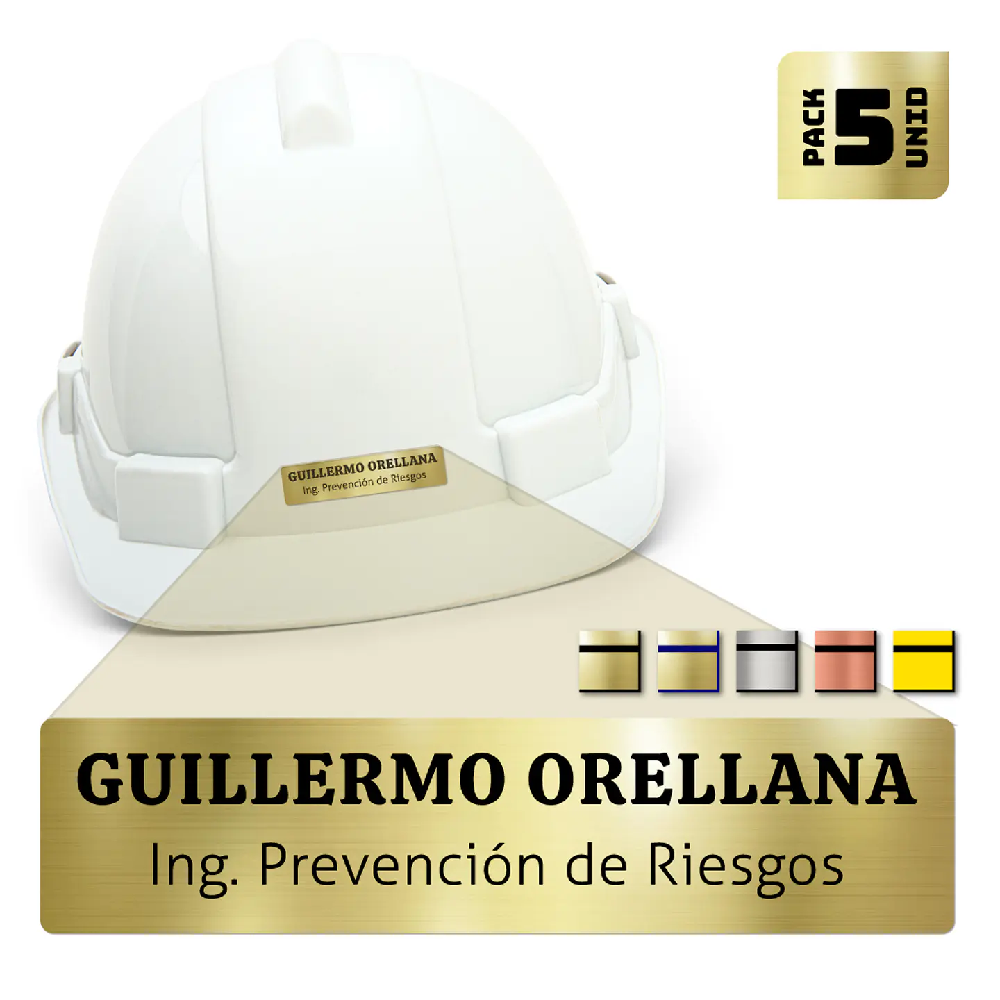 Pack 5 Placa Identificación Casco Simple XS, 6x2cm Vilti® 1
