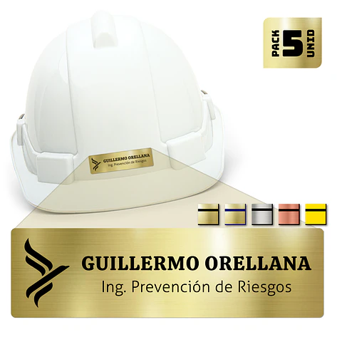 Pack 5 Placa Identificación Casco Plus S, 7x2,5cm, Vilti®