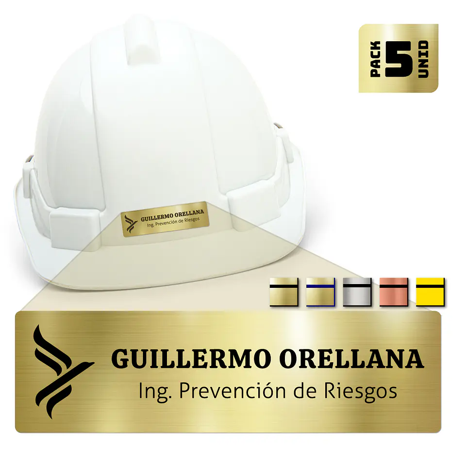 Pack 5 Placa Identificación Casco Plus S, 7x2,5cm, Vilti® 1