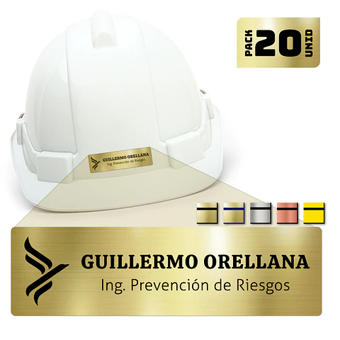 Pack 20 Placa Identificación Casco Plus S, 7x2,5cm, Vilti®