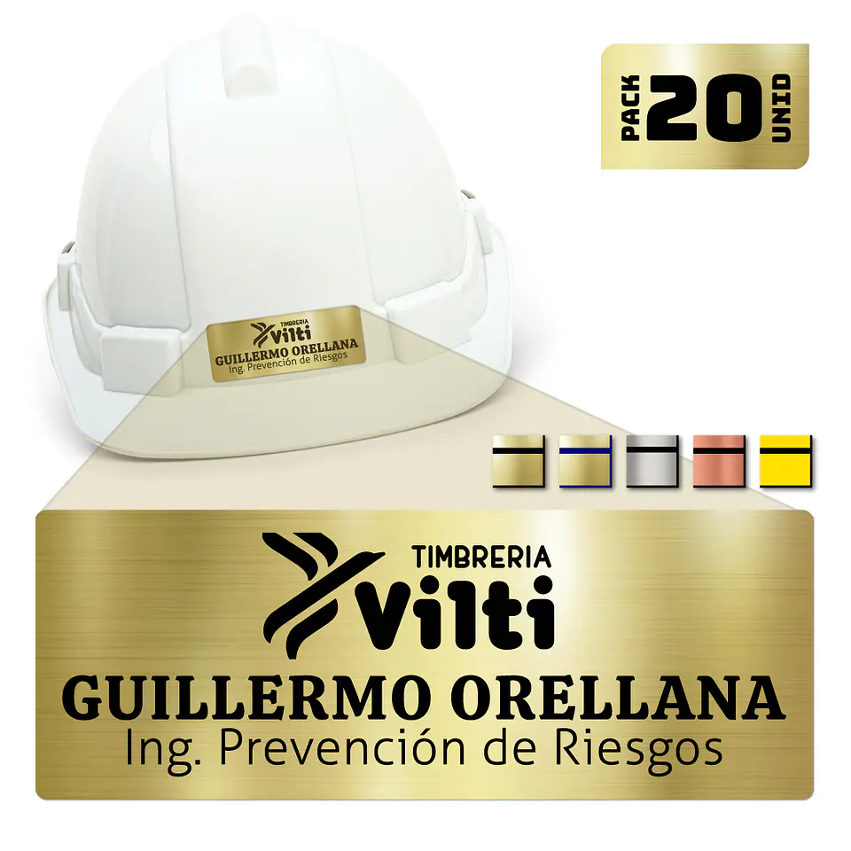 Pack 20 Placa Identificación Casco Full Personalizable Vilti® 1