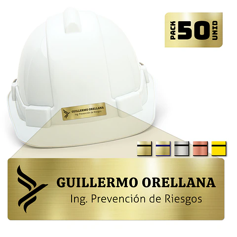 Pack 50 Placa Identificación Casco Plus S, 7x2,5cm, Vilti®