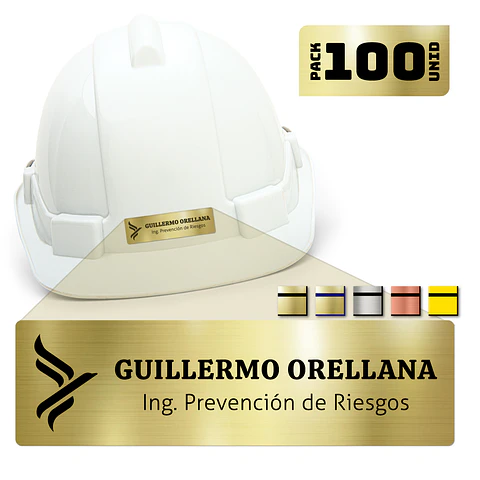 Pack 100 Placa Identificación Casco Plus S, 7x2,5cm, Vilti®