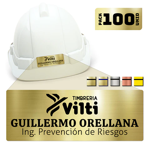 Pack 100 Placa Identificación Casco Full Personalizable Vilti®