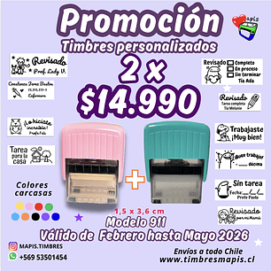 Promoción 2 timbes personalizados model 911