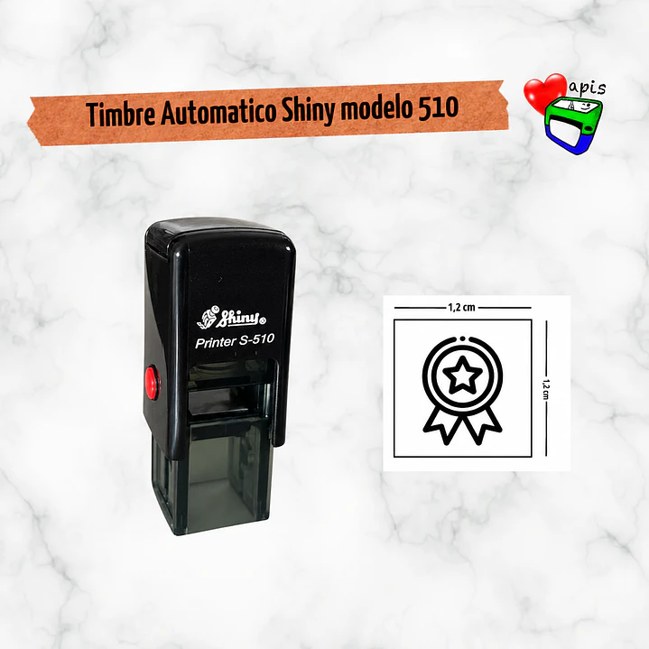 Timbre (sello) de escritorio personalizado - Marca Shiny - modelo S-510 - (1,2 x 1,2 cm) 1