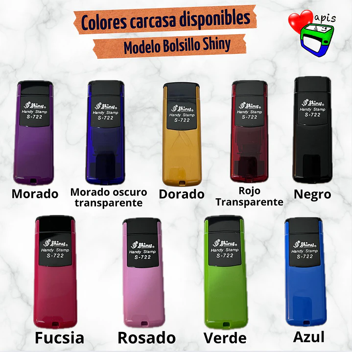 Promoción 2 timbres personalizados de bolsillo modelo S-722 marca Shiny 2