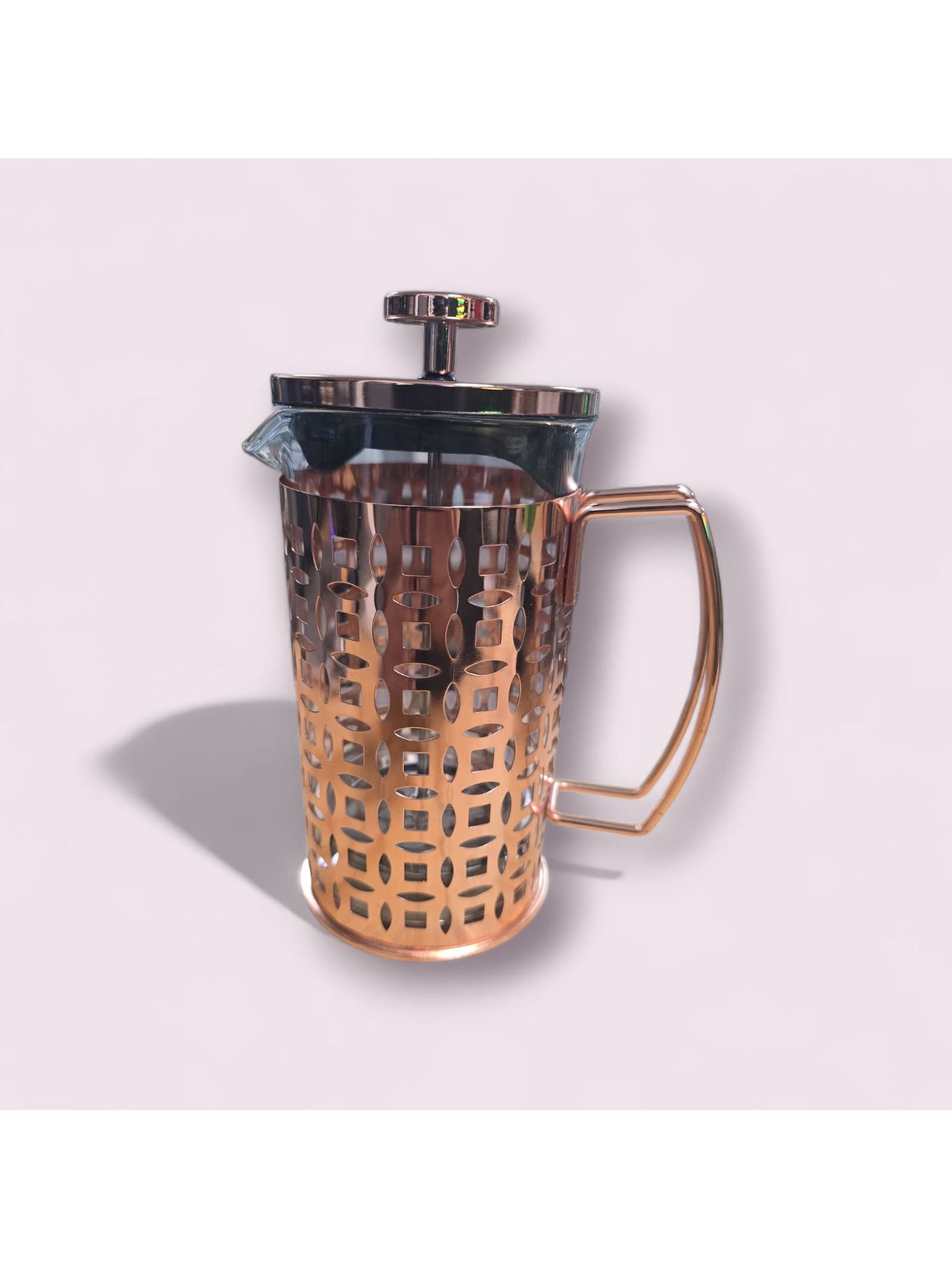 CAFETERA FRANCESA CUBIERTA BRONCE - VIDRIO 1