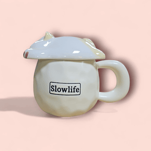 TAZA CON TAPA DE GATITO